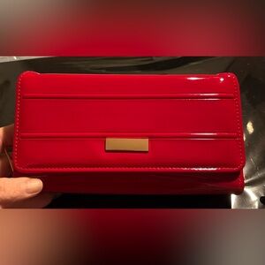 NWT 100% Vegan Red Patent Leather Clutch Wallet